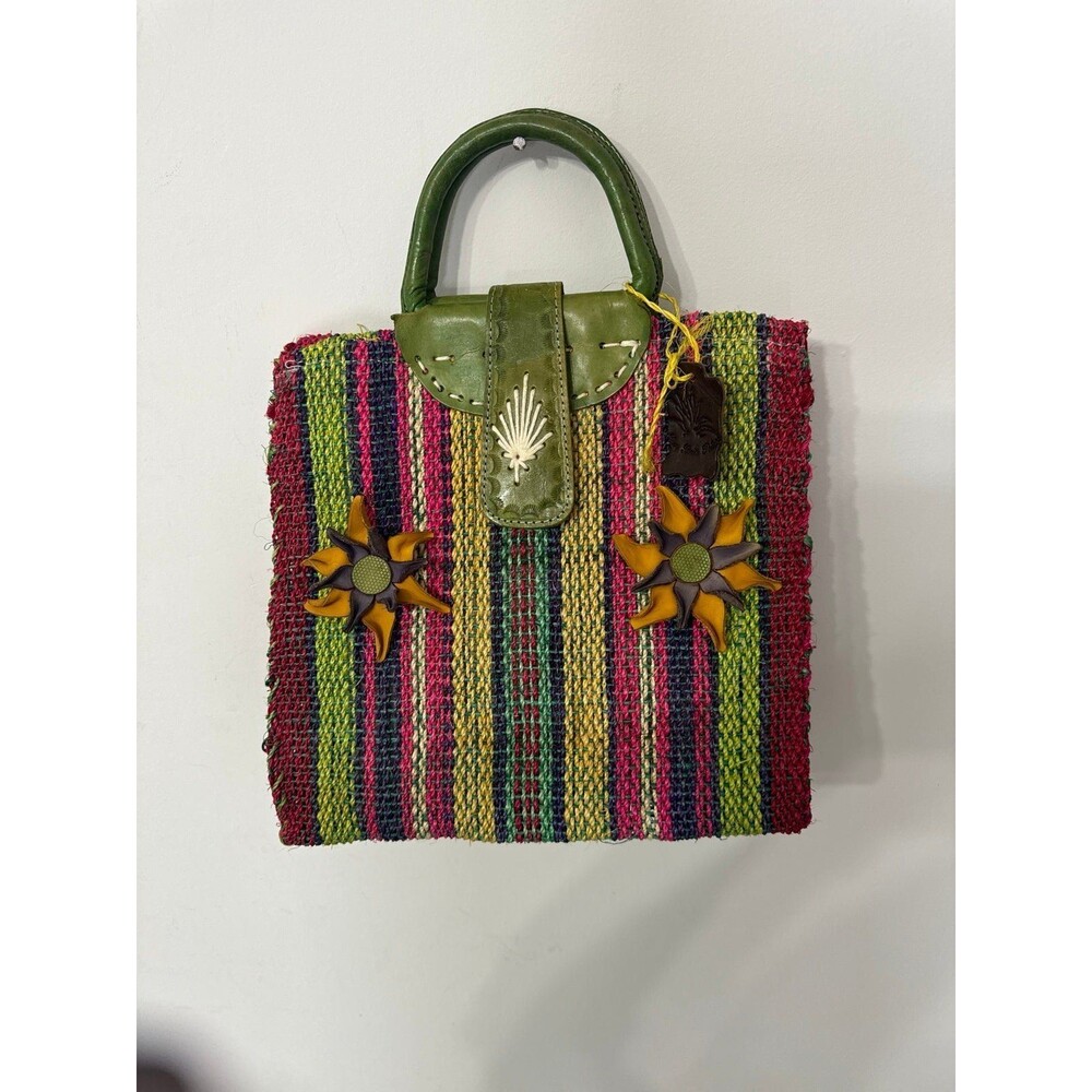 SAN LUIS POTOSI MEXICO ARTISAN STRAW AND LEATHER TOTE